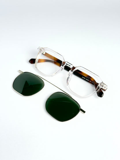 Gafas AUREA®️ 2 en 1 con clip magnético. estructura de titanio, Polarizadas y estilo Premium